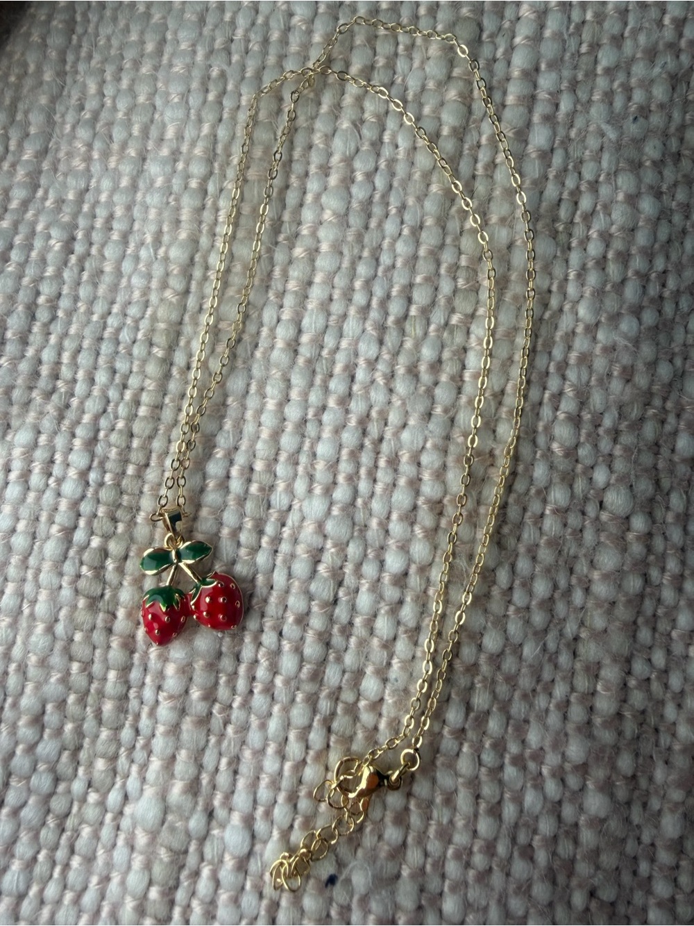 Strawberry Pendant Necklace Gold Rhodium Necklace Hypoallergenic - Picture 2 of 9